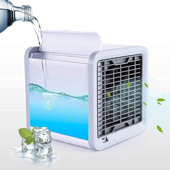 Portable Mini Cooler with Humidifier, USB and LED Lights